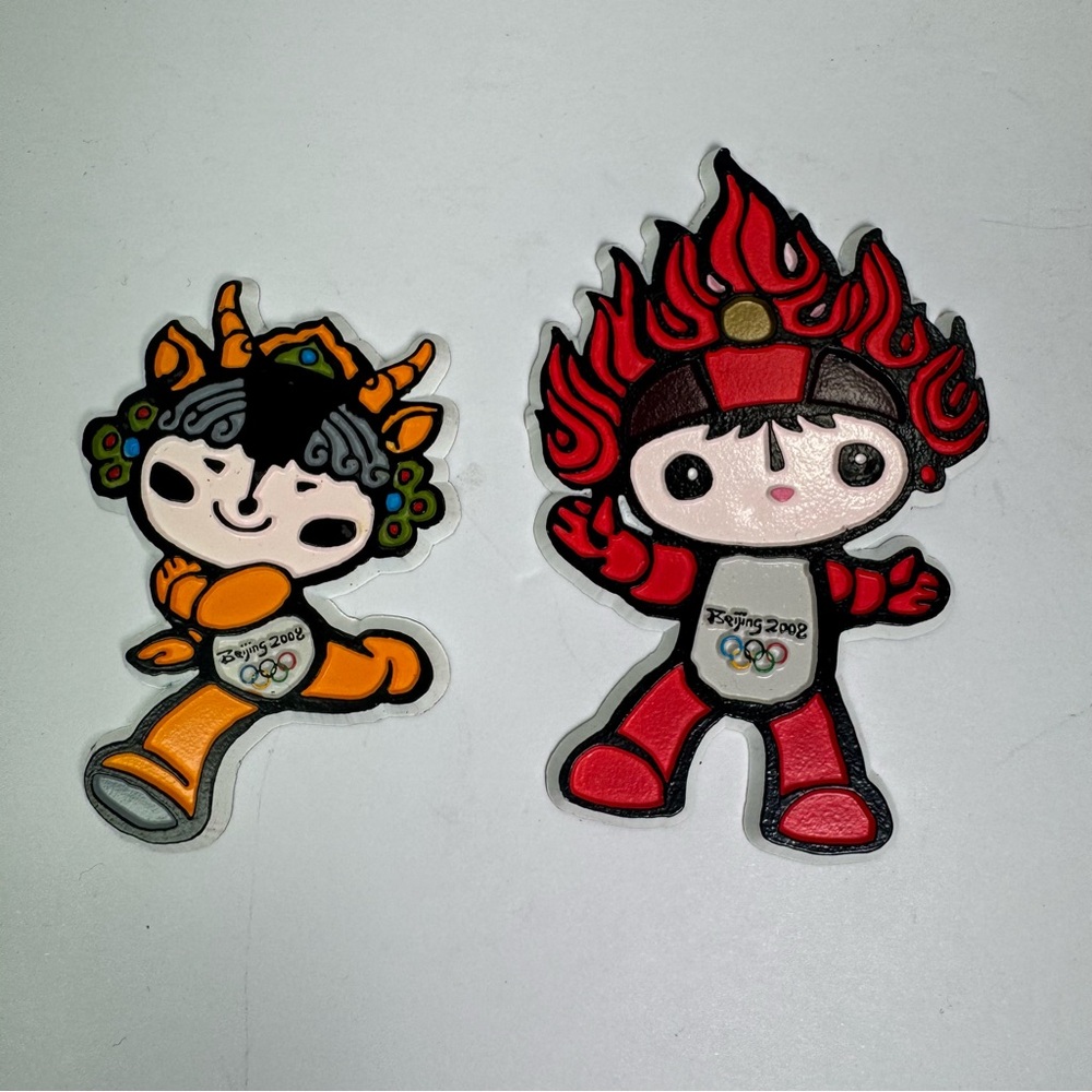 BEIJING 2008 Olympic Games Magnets FUWA Mascots Lot of 2 "Yingying" & "Huanhuan"